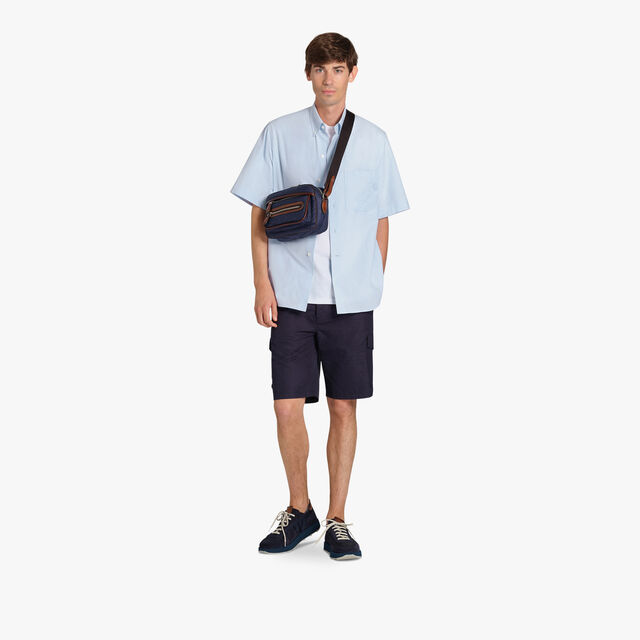 Cotton Short Sleeves Shirt With Scritto Pocket, SKY BLUE, hi-res 4