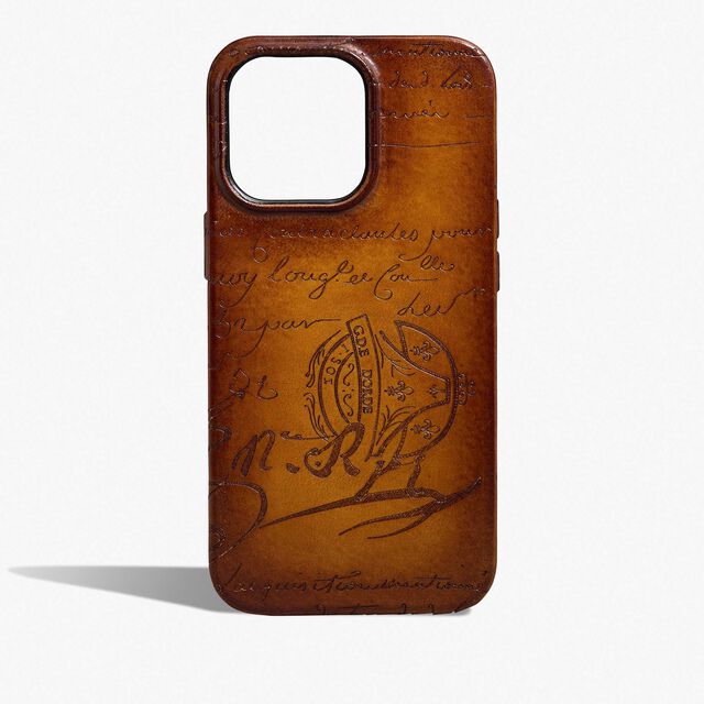 Scritto图纹皮革iPhone 15 Pro手机壳, ICE GOLD, hi-res 1