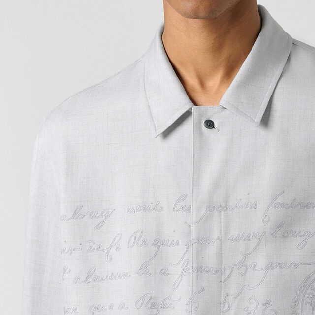Embroidered Scritto Overshirt, SPRING BLUE , hi-res 6