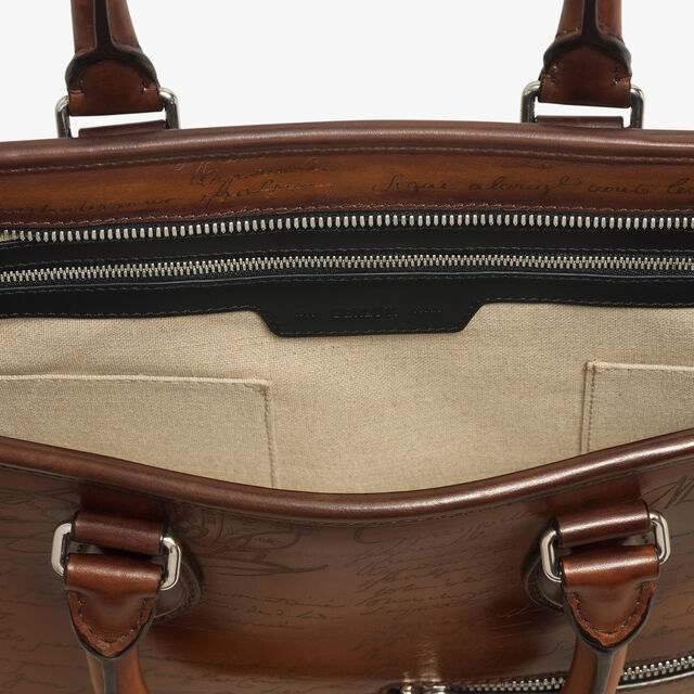 Un Jour Mini Scritto Leather Briefcase, CACAO INTENSO, hi-res 11