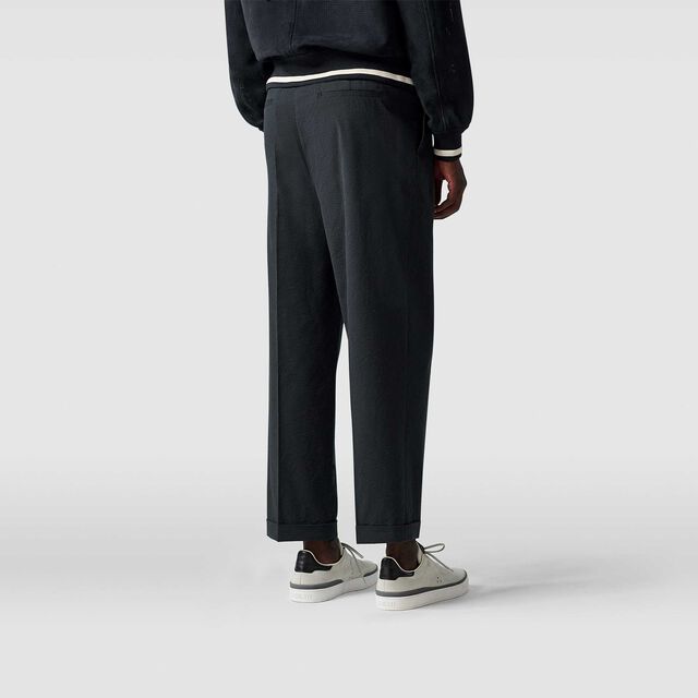 Seersucker Relaxed Trousers, NERO BLUE, hi-res 4