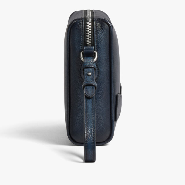 Rosewood Zipped Pouch In Scritto Leather, INDIGO DENIM, hi-res 3