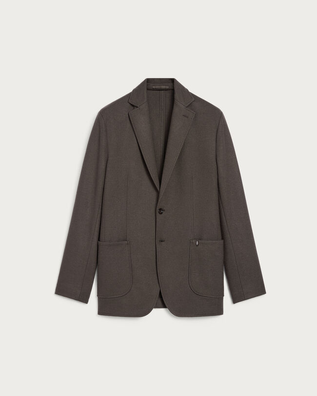 Jersey Jacket with Leather Detail, Chocolate Brown, hi-res