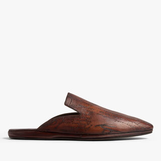 Cyrus Scritto Leather Slipper, TABACCO, hi-res