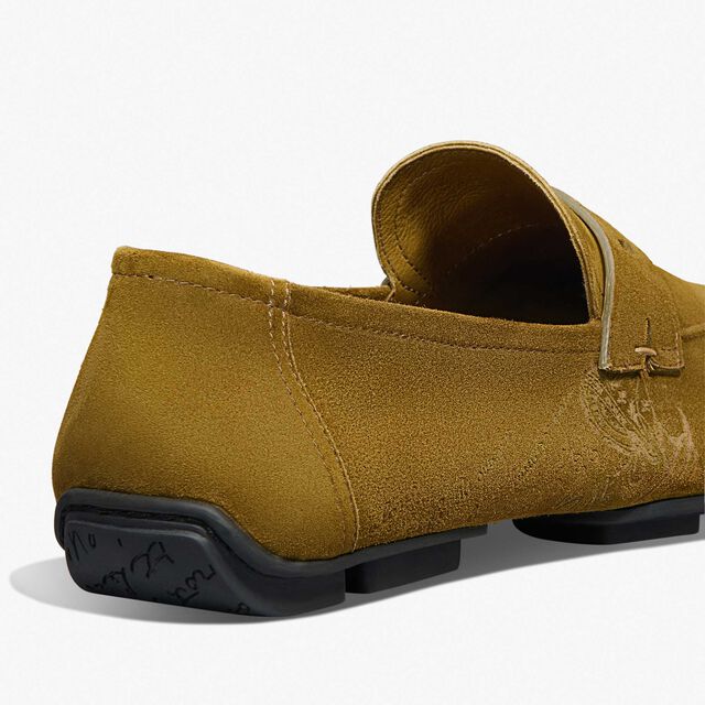 Lorenzo Drive Scritto Camoscio Calf Leather Loafer, ACID GREEN, hi-res 5