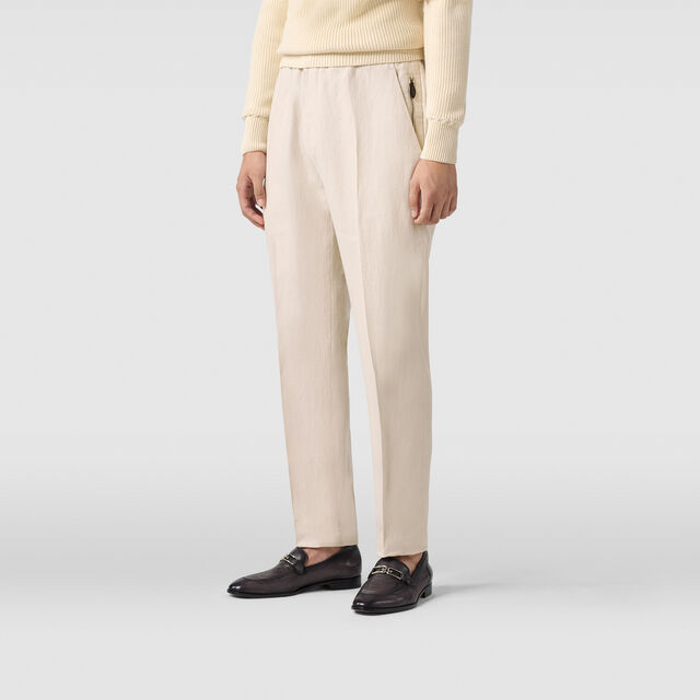 Linen Drawstring Pants, SAND LINEN, hi-res 2