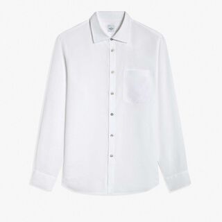 Linen Shirt With Scritto Pocket, PAPER WHITE, hi-res