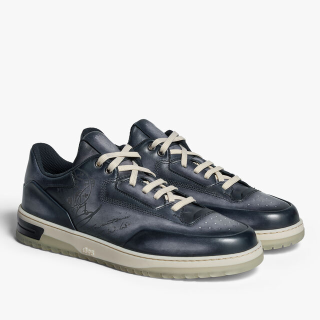 Playoff Scritto Venezia Calf Leather Sneaker, NERO SFUMATO, hi-res 4