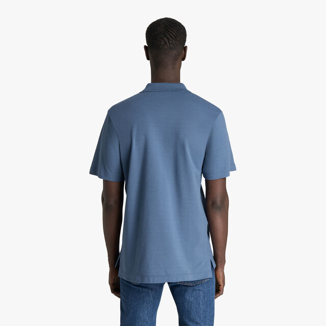ポロシャツ レザータグ, GREYISH BLUE, hi-res 3