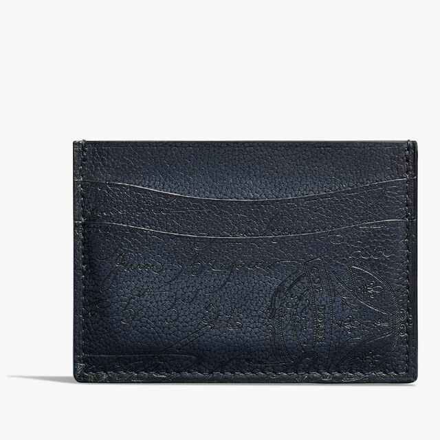 Bambou Scritto Leather Card Holder, INDIGO DENIM, hi-res 1
