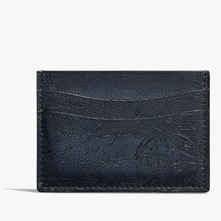 Bambou Scritto Leather Card Holder, INDIGO DENIM, hi-res
