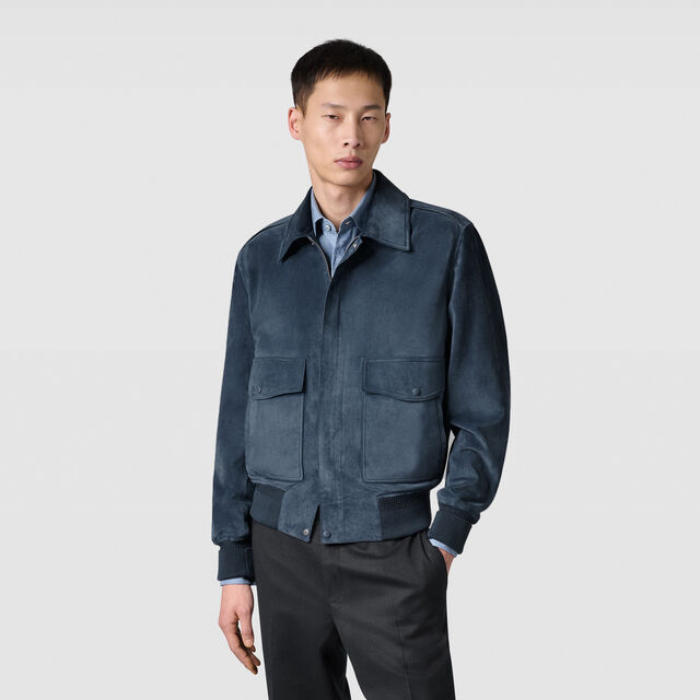Suede Flight Jacket, DIM BLUE, hi-res 2