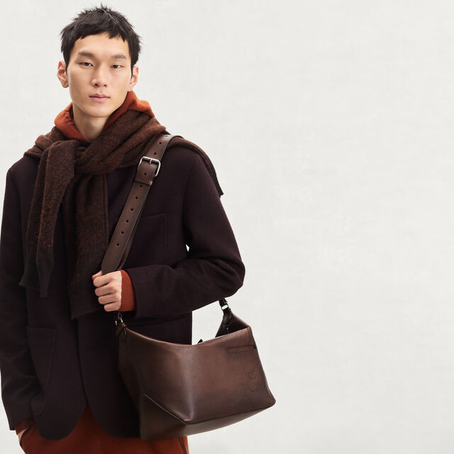 Toujours Soft Zipped Hobo Scritto Leather Messenger, SOFT BROWN, hi-res 2