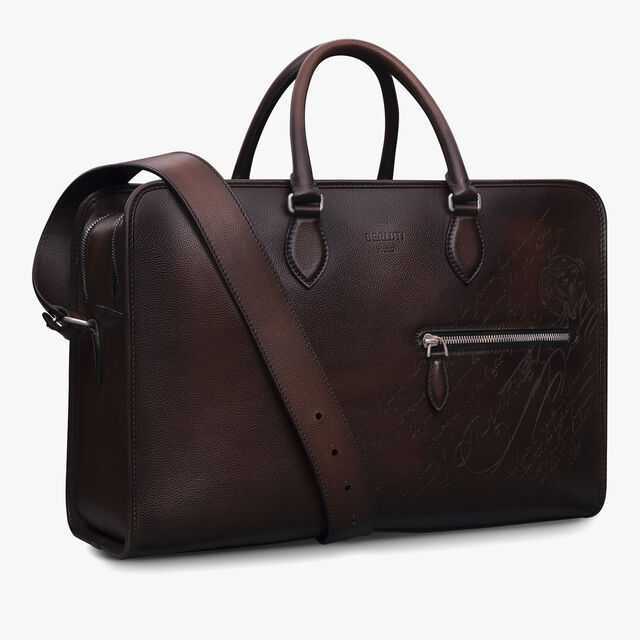 F088 Scritto Leather Briefcase, SOFT BROWN, hi-res 2