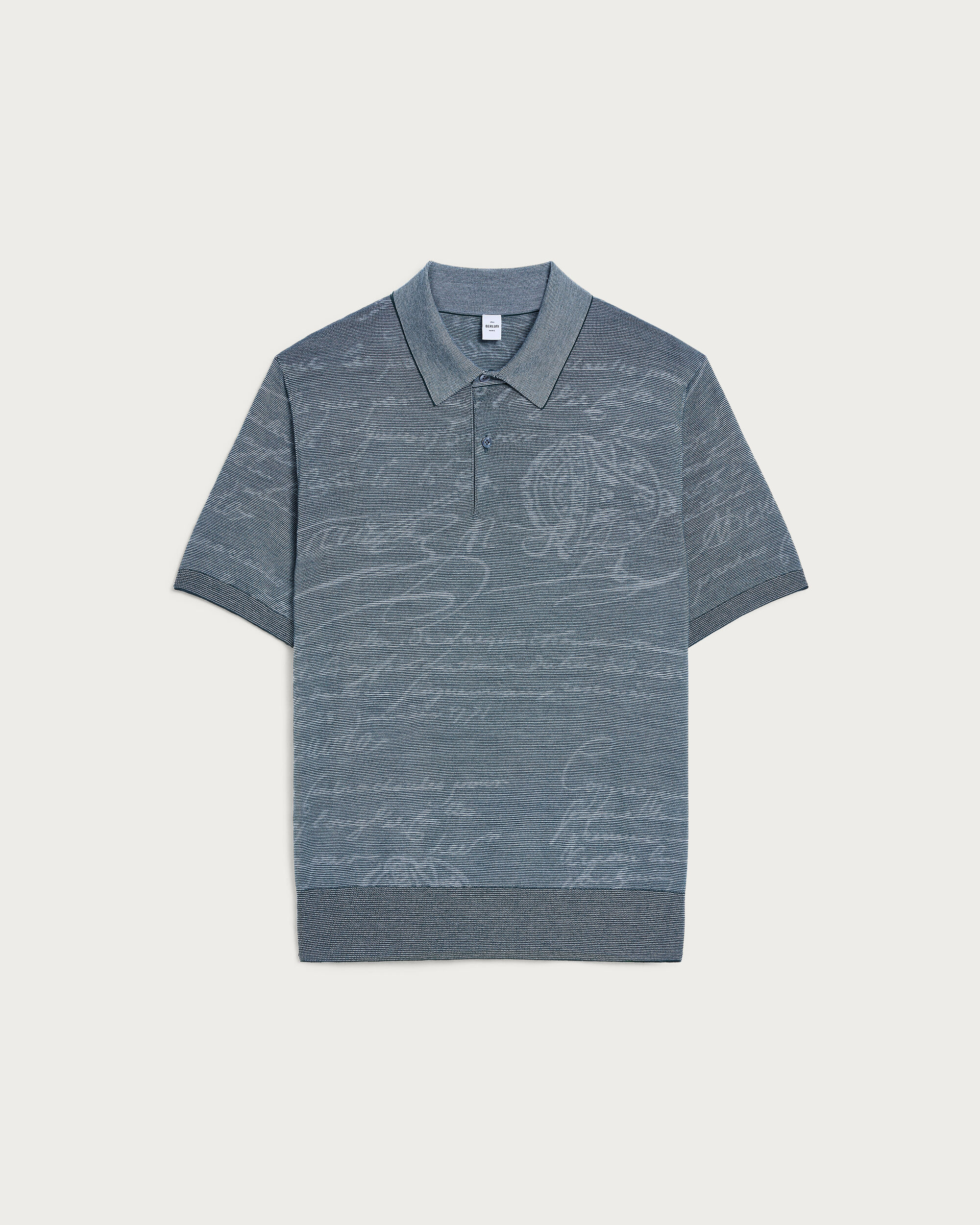 Light Scritto Pattern Polo, Dark Green, hi-res
