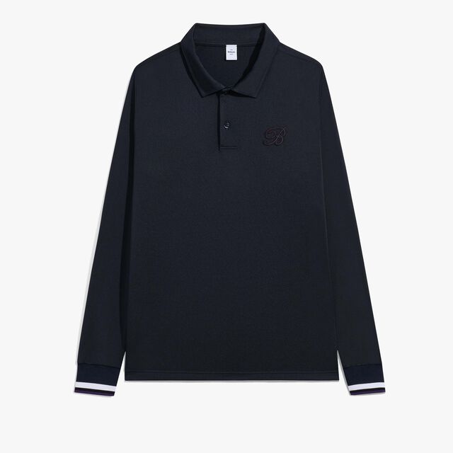 高尔夫科技面料长袖Polo衫, COLD NIGHT BLUE, hi-res 1