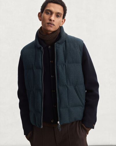 Puffer Gilet with Leather Details, Dark Lead, hi-res