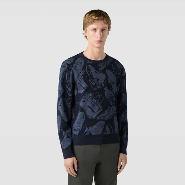 Jacquard Wool Crewneck, COLD NIGHT BLUE, hi-res 2