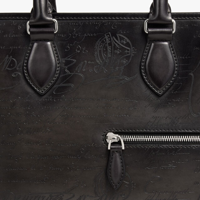 Un Jour Mini Scritto Leather Briefcase, NERO GRIGIO, hi-res 7