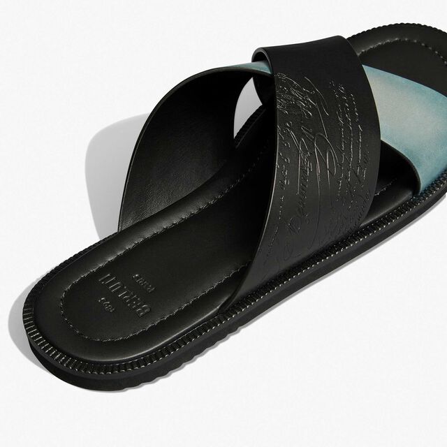 Sifnos Scritto图纹皮革凉鞋, BLACK+STONE DENIM, hi-res 5