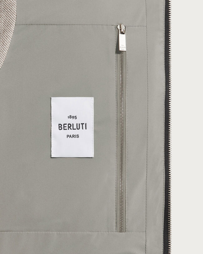 Quilted Down Gilet with Leather Details, Taupe Grey, hi-res