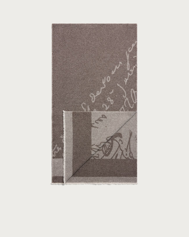Scritto Pattern Scarf, Signature Brown, hi-res