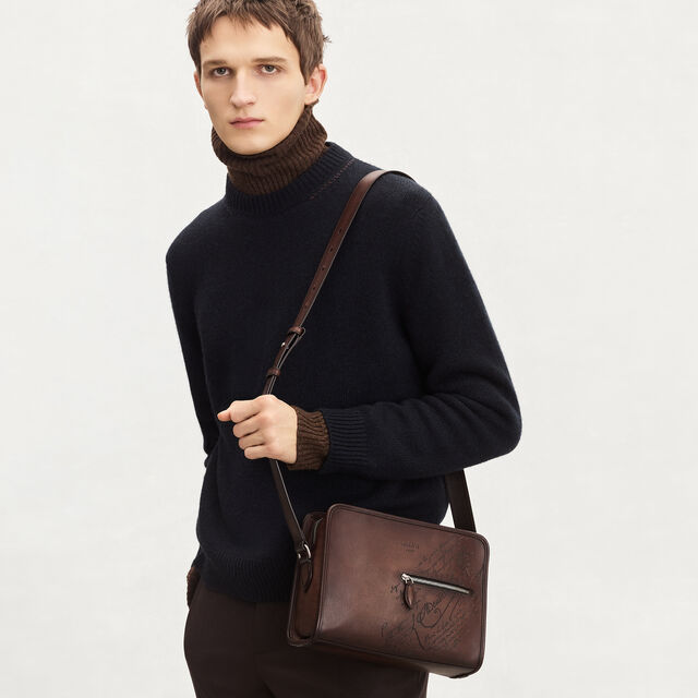 Journalier Scritto Leather Messenger, SOFT BROWN, hi-res 2