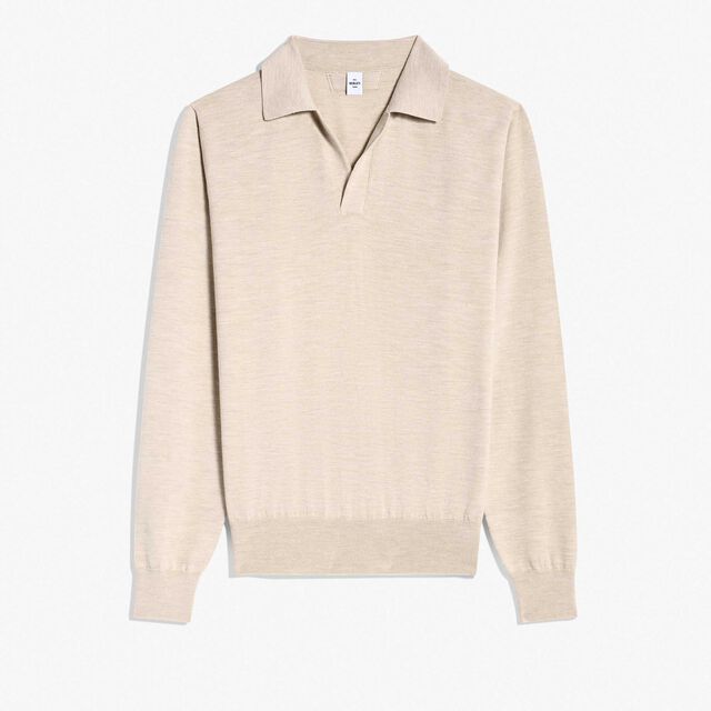 Classic Buttonless Wool Polo, PEBBLE BEIGE, hi-res 1