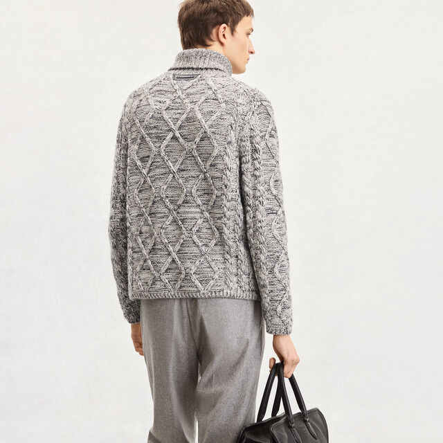 Marl Cables Turtleneck, ECRU / NOIR, hi-res 3