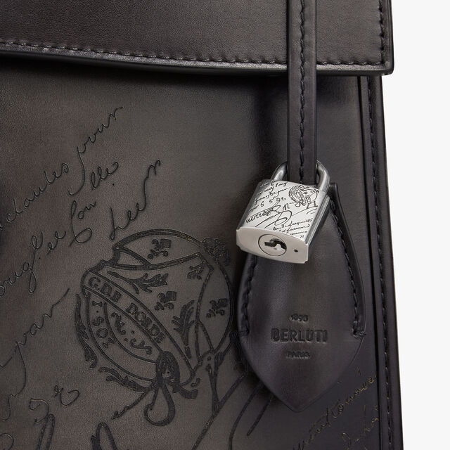 E'Mio Scritto Leather Briefcase, NERO GRIGIO, hi-res 8