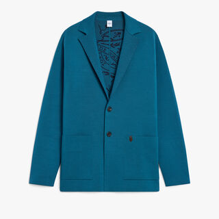Double Face Scritto Knitted Jacket, NILE BLUE, hi-res