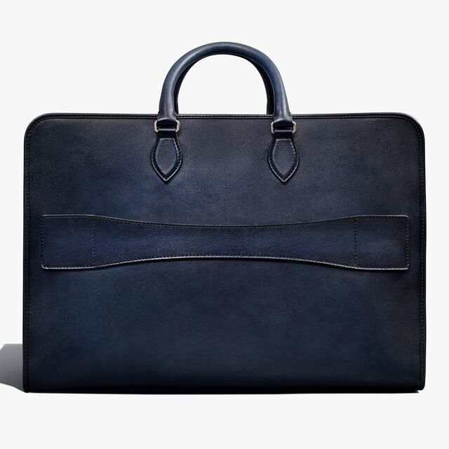 Overnight Scritto Leather Travel Bag, INDIGO DENIM, hi-res 3