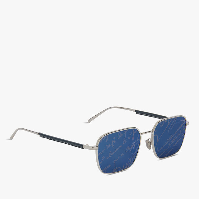 Mercury Metal and Leather Sunglasses, SILVER+AZURE BLUE, hi-res 2