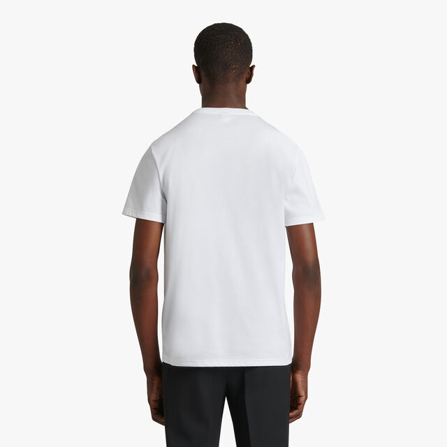 슬림 핏 레더 탭 T-셔츠, BLANC OPTIQUE, hi-res 3