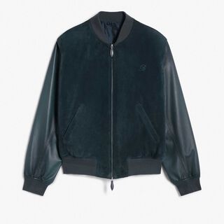 Mix Leather Bombers, ANTHRACITE BLUE, hi-res