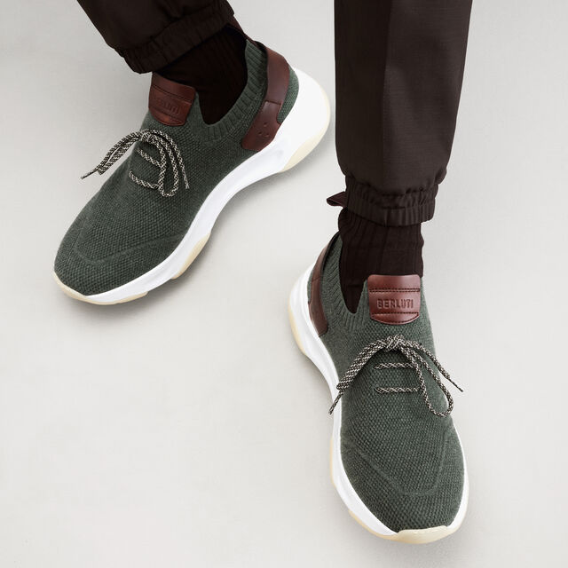 Shadow Cashemere And Lagoon Calf Sneaker , GREEN, hi-res 2