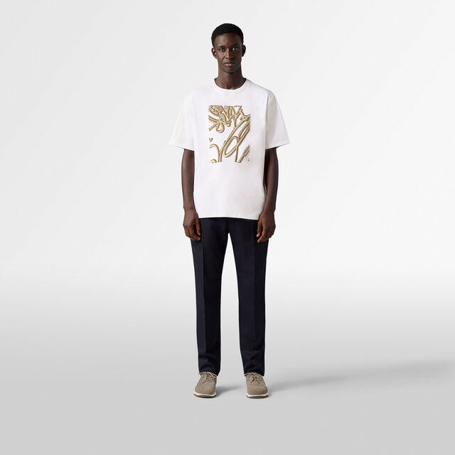 T-Shirt Frame Scritto Avec Effet Suédé, OPTICAL WHITE/SAND, hi-res 4