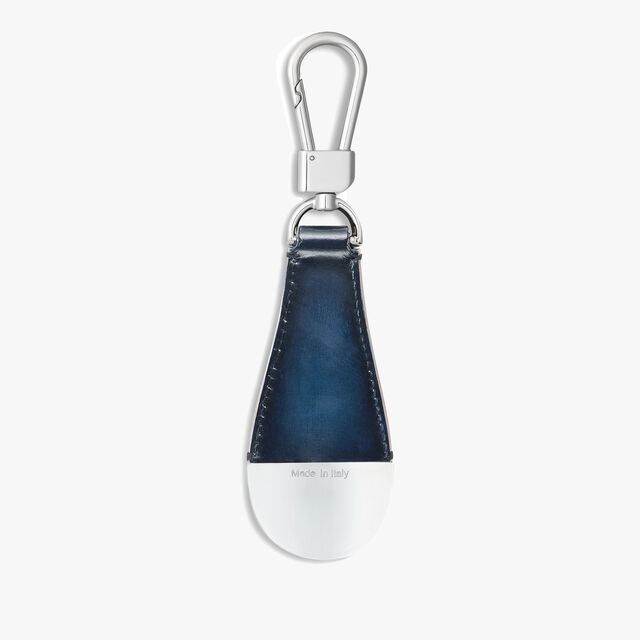 Shoehorn Scritto Leather Key Ring, STEEL BLUE, hi-res 2