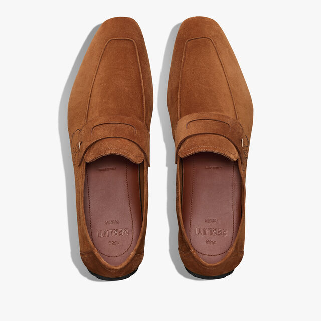 Lorenzo Drive Scritto Camoscio Calf Leather Loafer, OCHER, hi-res 3