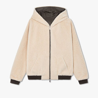 Reversible Grained Leather Hoodie With Shearling