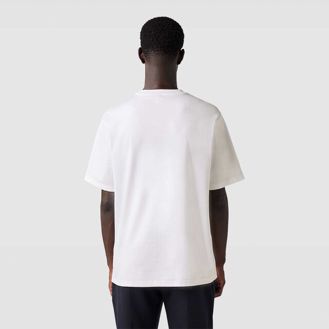 框架麂皮效果Scritto图纹T恤衫, OPTICAL WHITE/SAND, hi-res 3