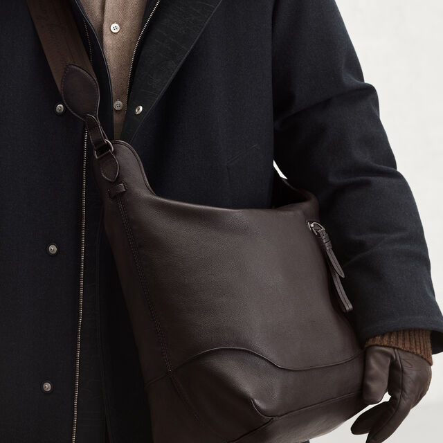 Un Jour Hobo In Leather, DARK BROWN, hi-res 2