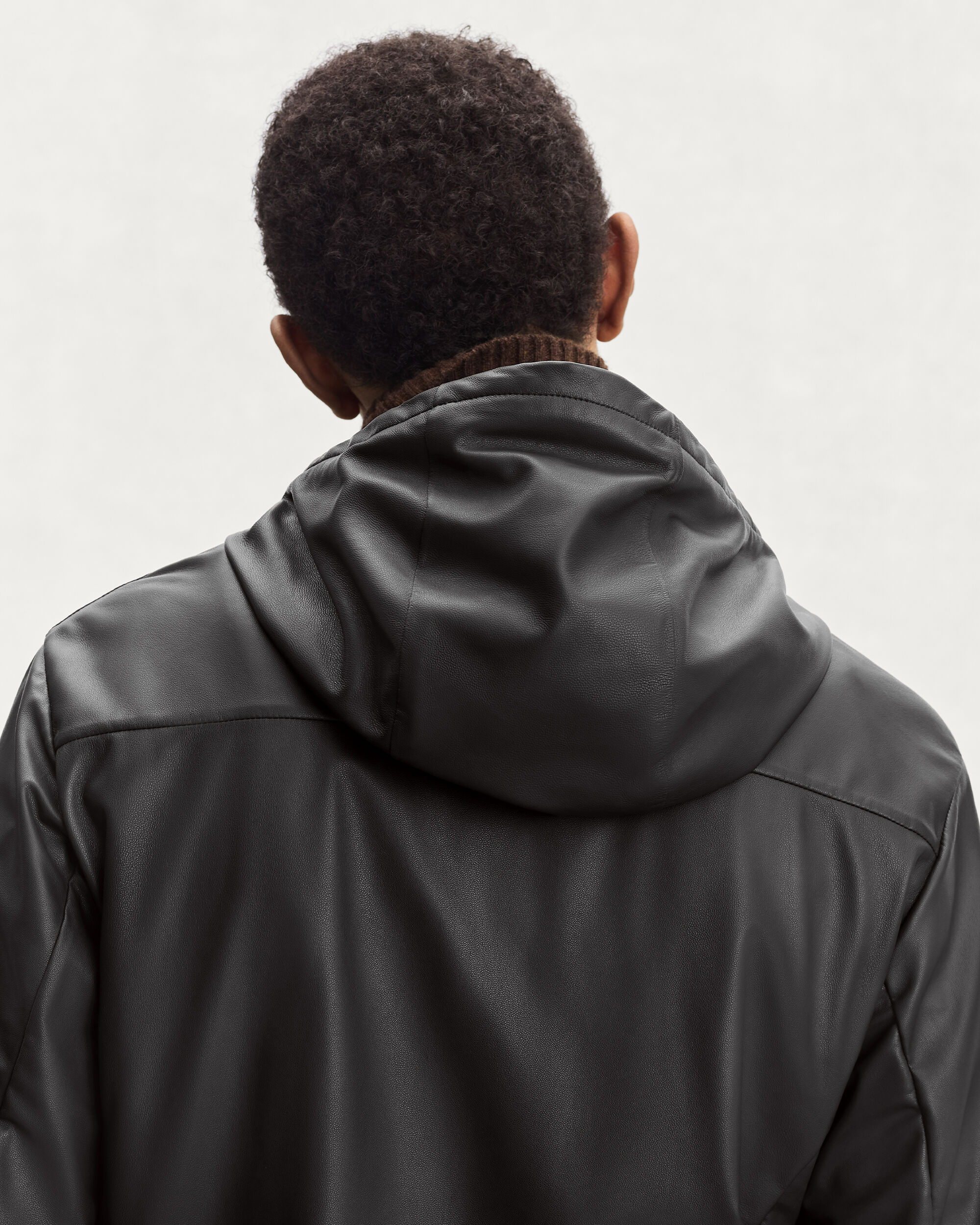 Ultralight Fly Leather Hooded Blouson, Noir, hi-res