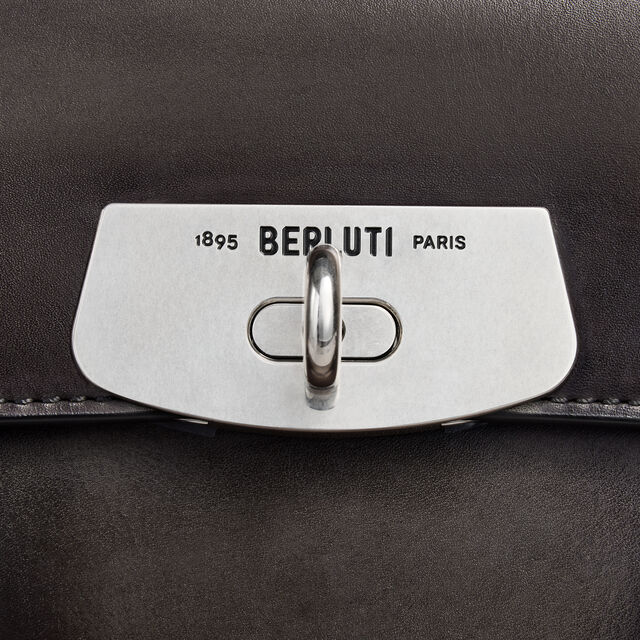 E'Mio Scritto Leather Briefcase, NERO GRIGIO, hi-res 5