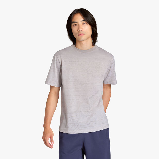 T-Shirt En Jacquard Scritto All-Over, PEARL GREY, hi-res 2