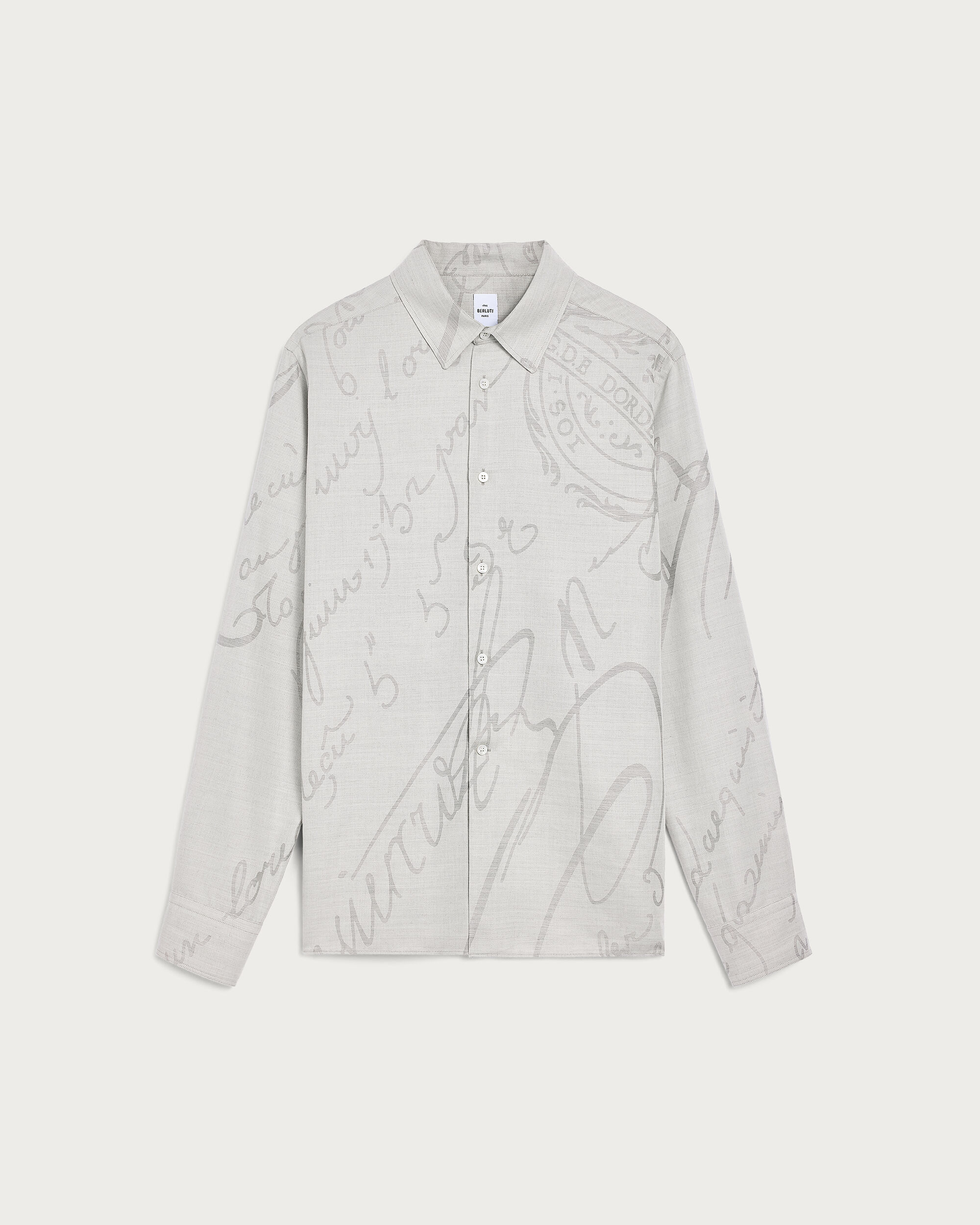 Scritto Pattern Shirt, Beige, hi-res
