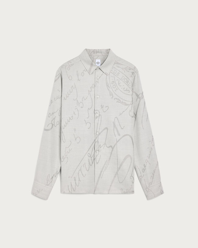 Scritto Pattern Shirt, Beige, hi-res