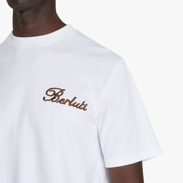 SMALL EMBROIDERED LOGO T-SHIRT, BLANC OPTIQUE, hi-res 5