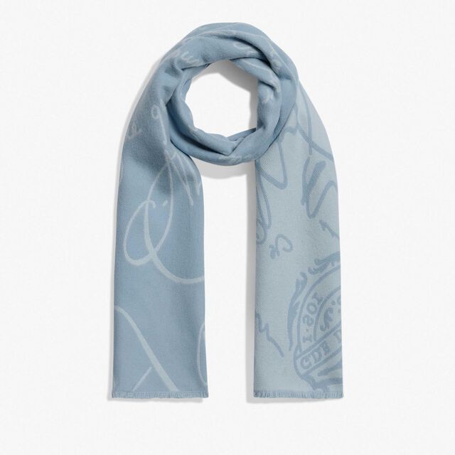 Wool Scritto Scarf, PALE BLUE, hi-res 1