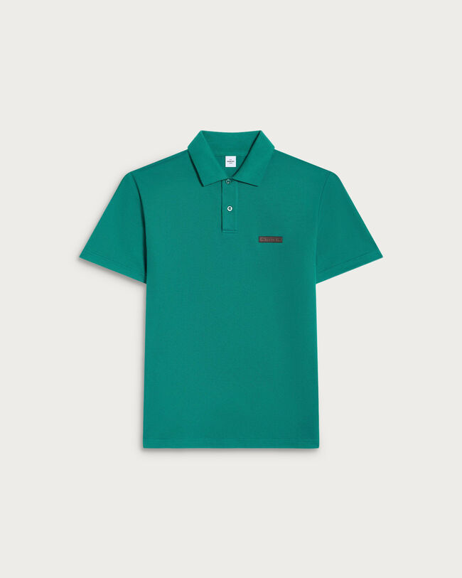 Polo with Leather Detail, Leisure Valley Green, hi-res